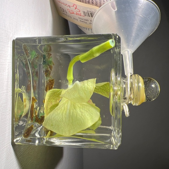 Lifetime Candles Small Cube Oil Lamp Green Orchid Glass Handmade USA - Picture 2 of 10